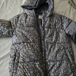 Place Gray and White Leopard Kids Puffer Jacket